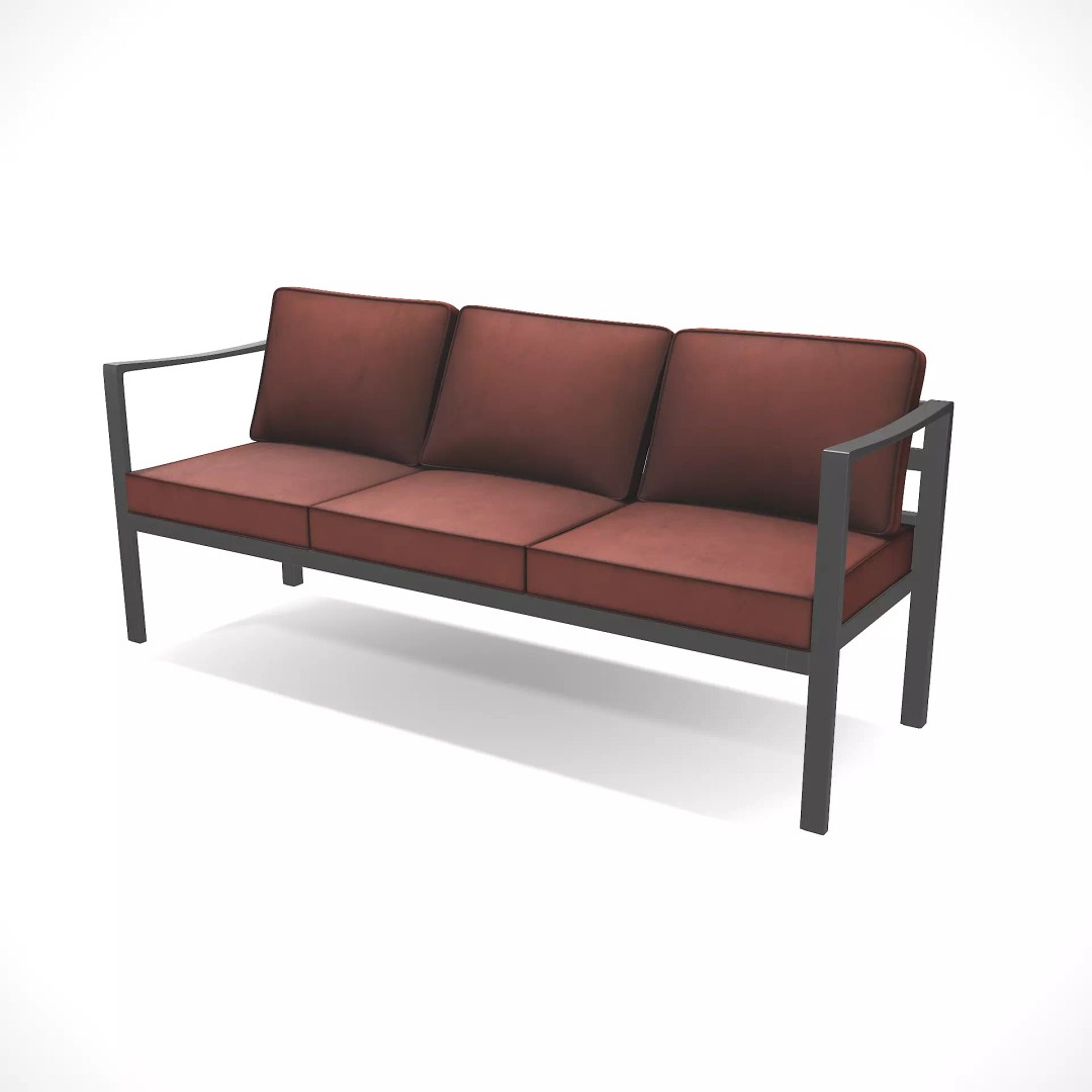 Outdoor Bench 3D Model – Low Poly Sling Fabric Design, FBX, Blender - View 2