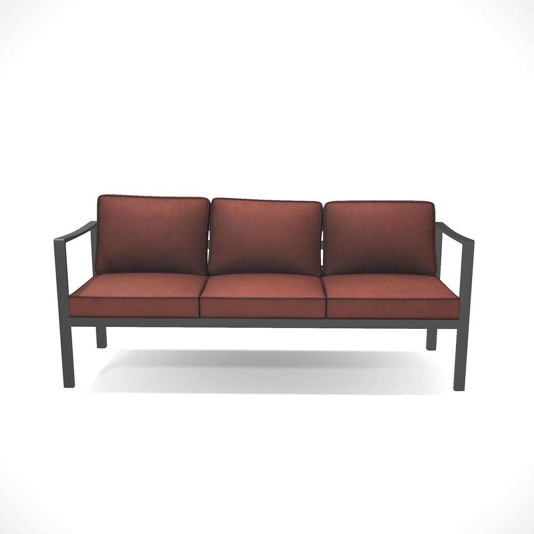 Outdoor Bench 3D Model – Low Poly Sling Fabric Design, FBX, Blender - View 3