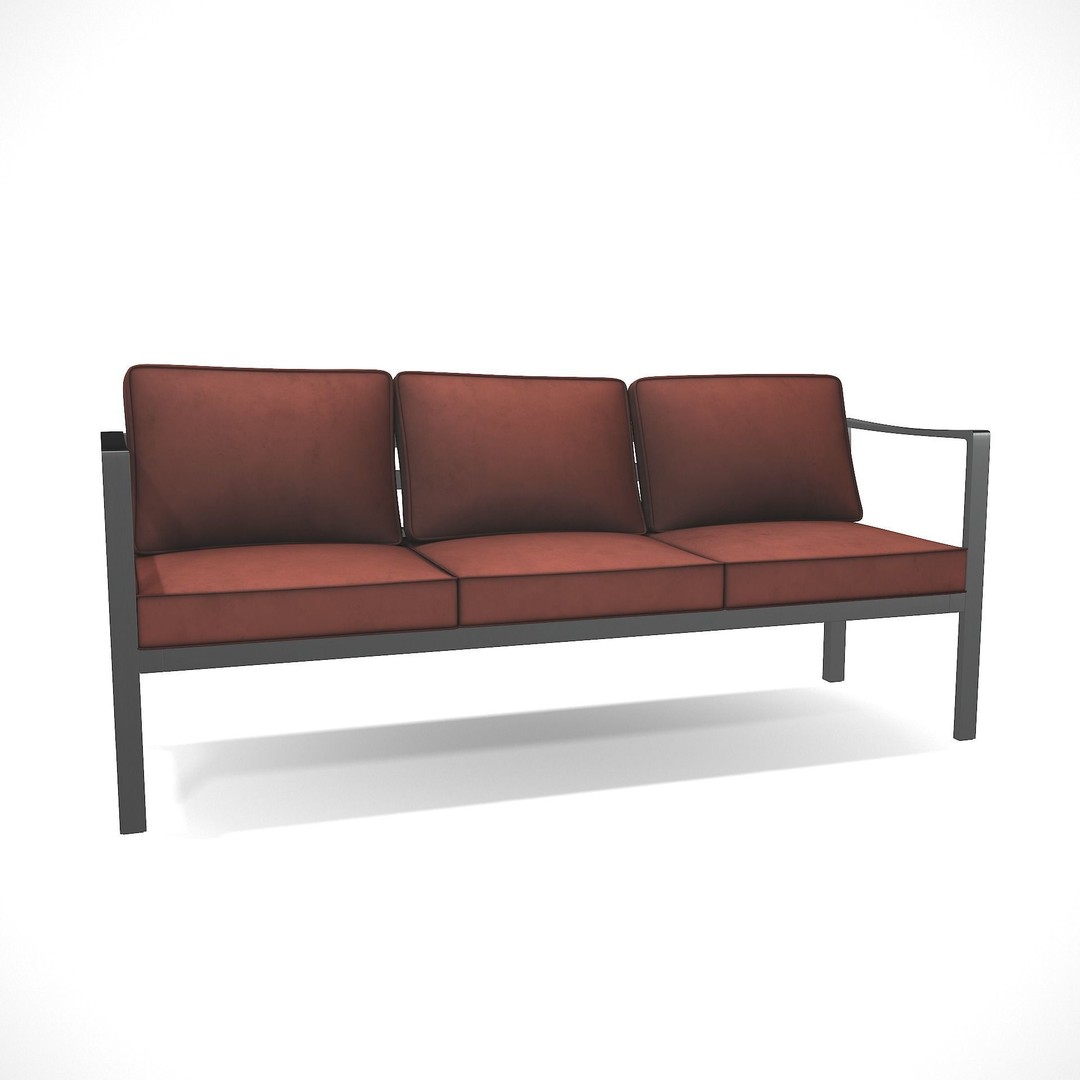 Outdoor Bench 3D Model – Low Poly Sling Fabric Design, FBX, Blender - View 5