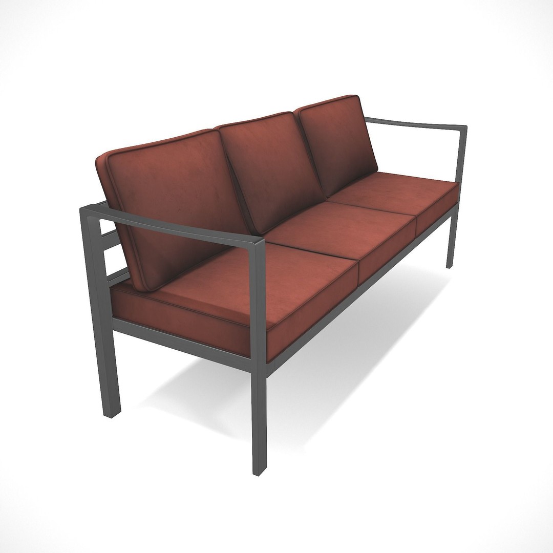Outdoor Bench 3D Model – Low Poly Sling Fabric Design, FBX, Blender - View 6