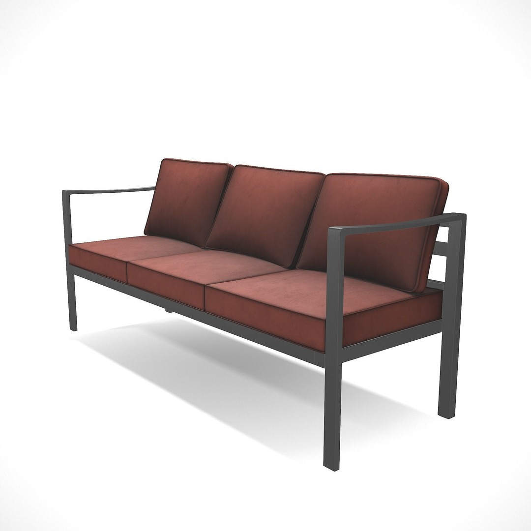 Outdoor Bench 3D Model – Low Poly Sling Fabric Design, FBX, Blender - View 7