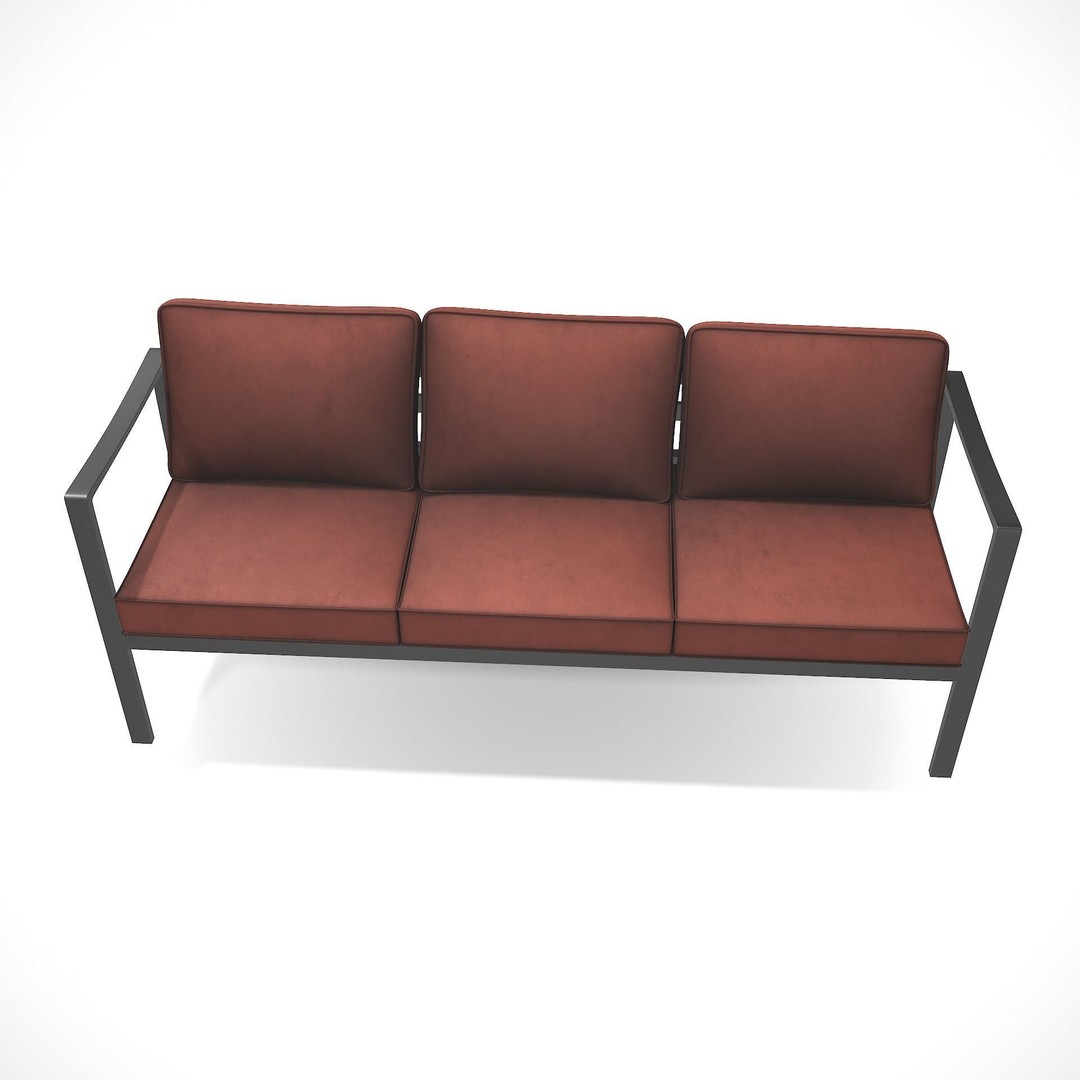Outdoor Bench 3D Model – Low Poly Sling Fabric Design, FBX, Blender - View 8