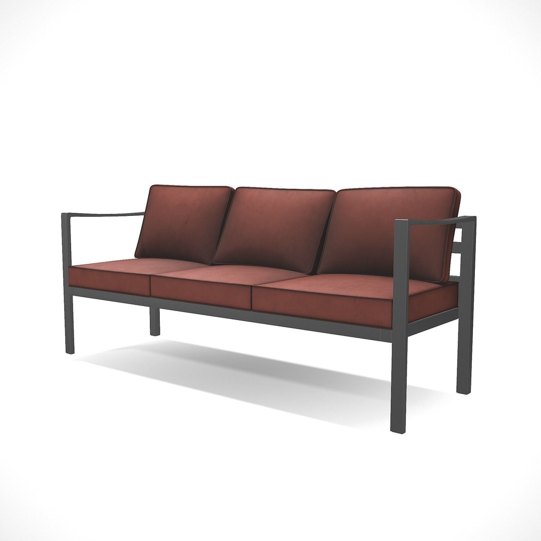 Outdoor Bench 3D Model – Low Poly Sling Fabric Design, FBX, Blender - View 9