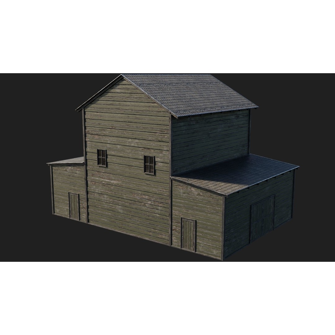 Farm Buildings 3D Model – Low Poly Game Ready PBR Asset, FBX, OBJ