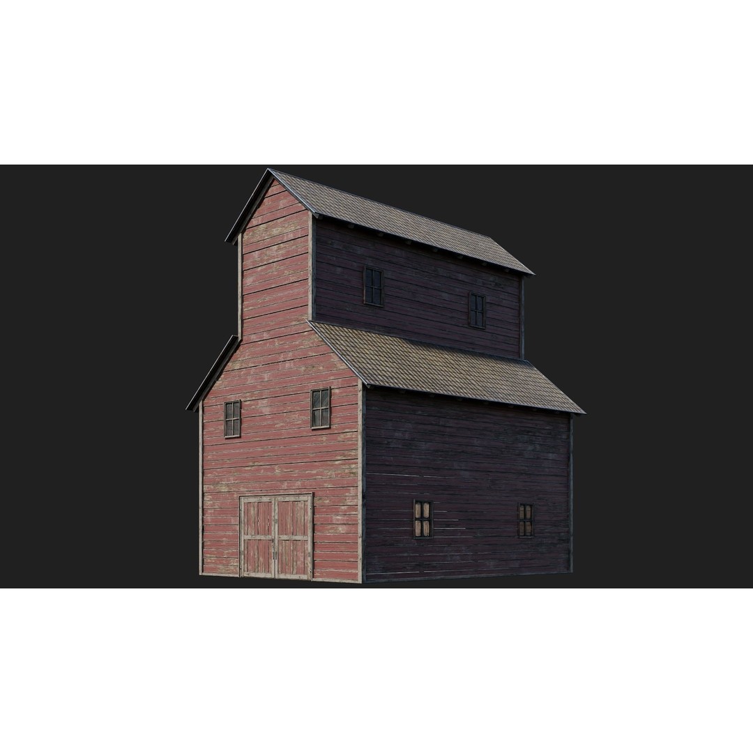 Farm Buildings 3D Model – Low Poly Game Ready PBR Asset, FBX, OBJ - View 4