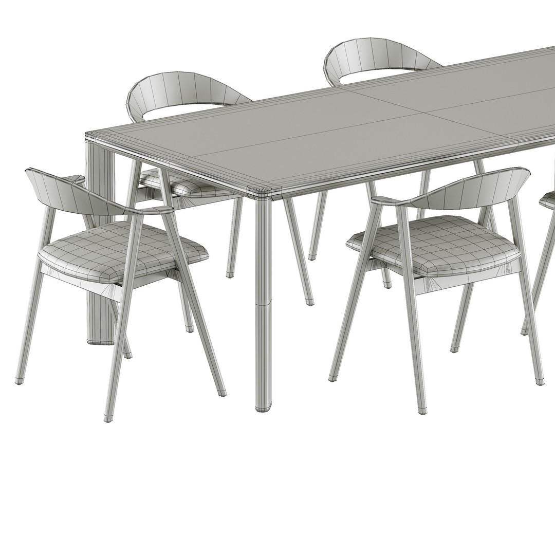 Dining Set 3D Model – Elegant Furniture Set with PBR Textures, FBX