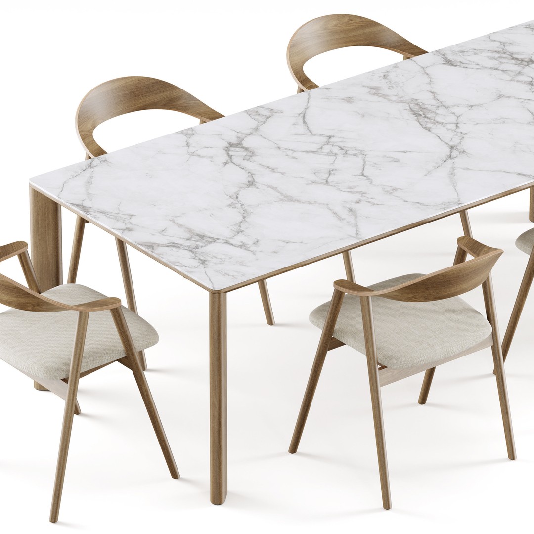 Dining Set 3D Model – Elegant Furniture Set with PBR Textures, FBX - View 4