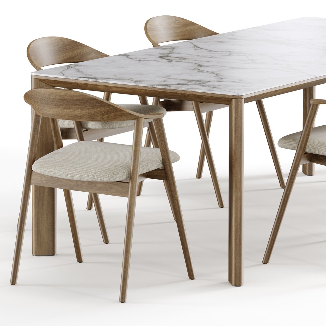Dining Set 3D Model – Elegant Furniture Set with PBR Textures, FBX - View 5