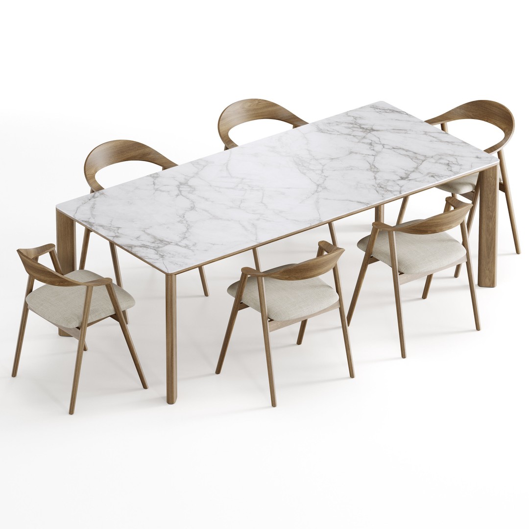 Dining Set 3D Model – Elegant Furniture Set with PBR Textures, FBX - View 6