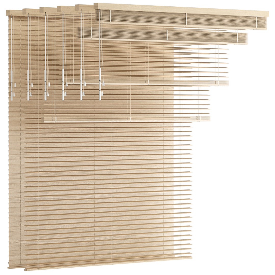 Wooden Venetian Blinds 3D Model – Bandalux Design, PBR Textures, FBX