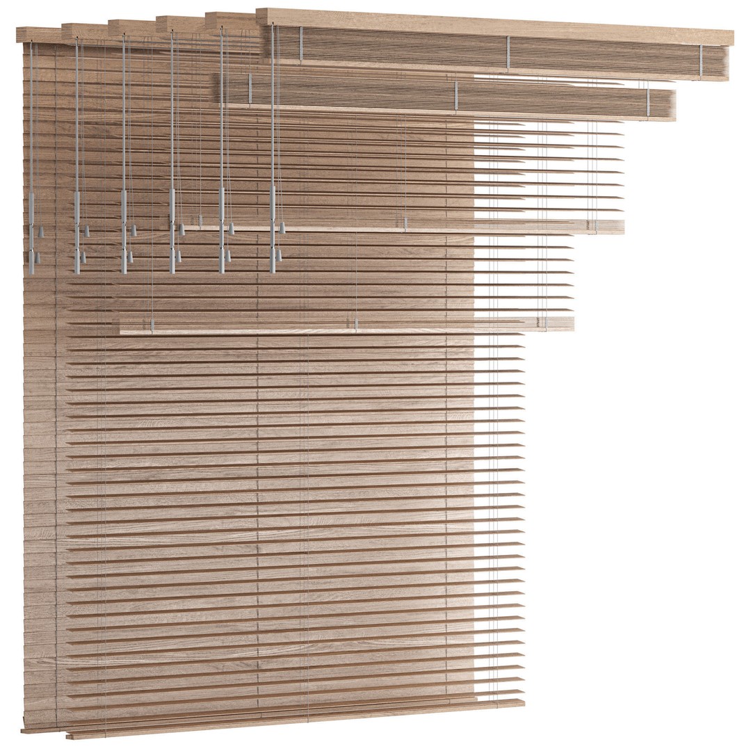 Wooden Venetian Blinds 3D Model – Bandalux Design, PBR Textures, FBX - View 10