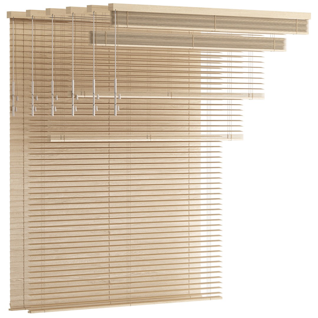 Wooden Venetian Blinds 3D Model – Bandalux Design, PBR Textures, FBX - View 11
