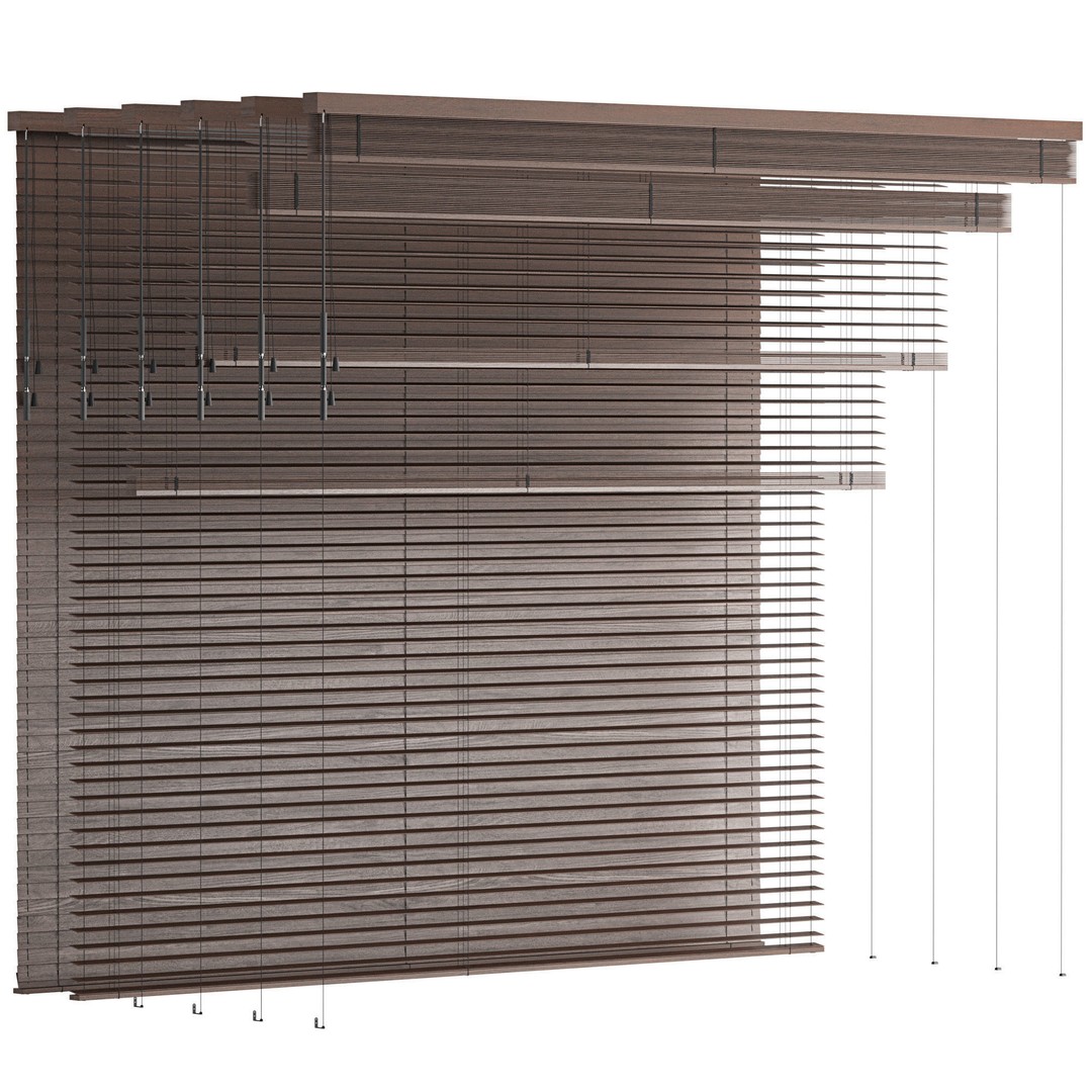 Wooden Venetian Blinds 3D Model – Bandalux Design, PBR Textures, FBX - View 3