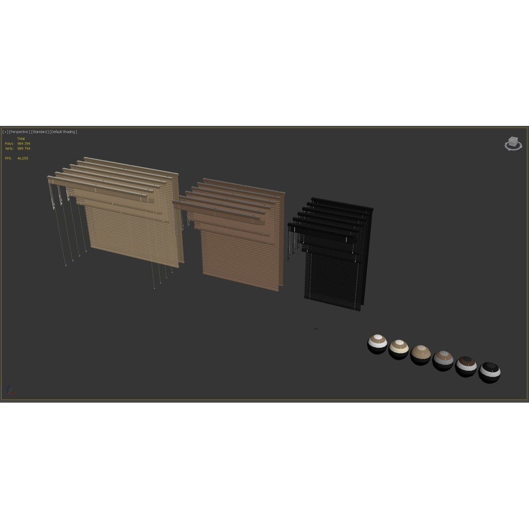 Wooden Venetian Blinds 3D Model – Bandalux Design, PBR Textures, FBX - View 9
