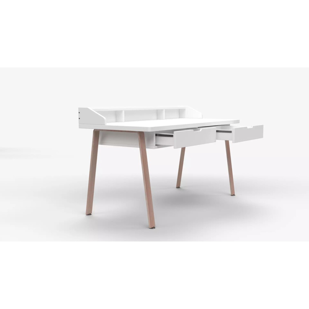 White Writing Desk 3D Model – Elegant Office Setup, FBX & OBJ - View 7