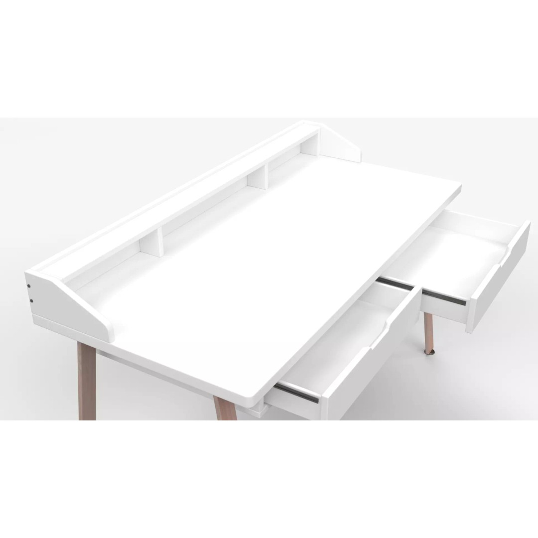 White Writing Desk 3D Model – Elegant Office Setup, FBX & OBJ - View 9