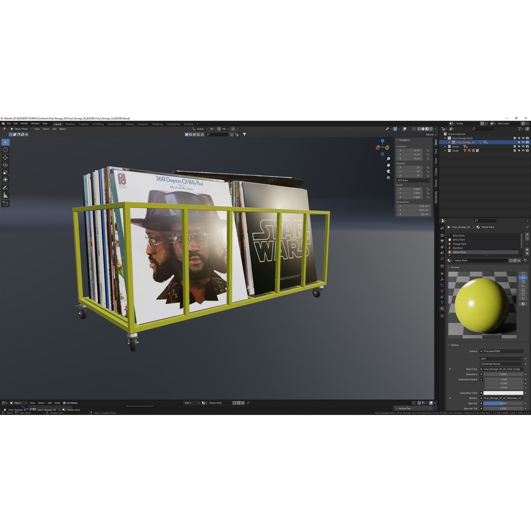 Vinyl Storage 3D Model – Realistic Cabinet with 5 Color Variations, Blender - View 19