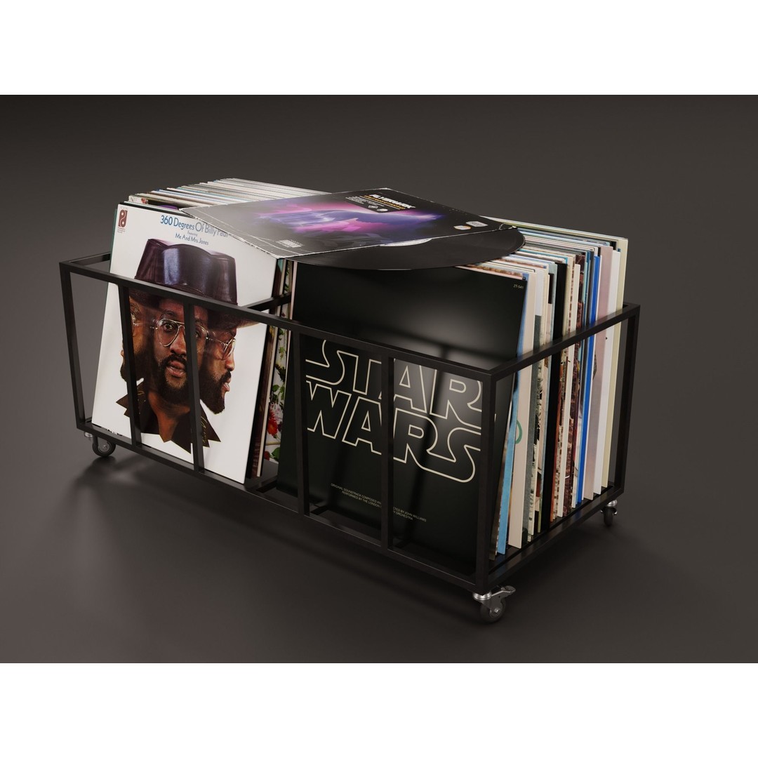 Vinyl Storage 3D Model – Realistic Cabinet with 5 Color Variations, Blender - View 3