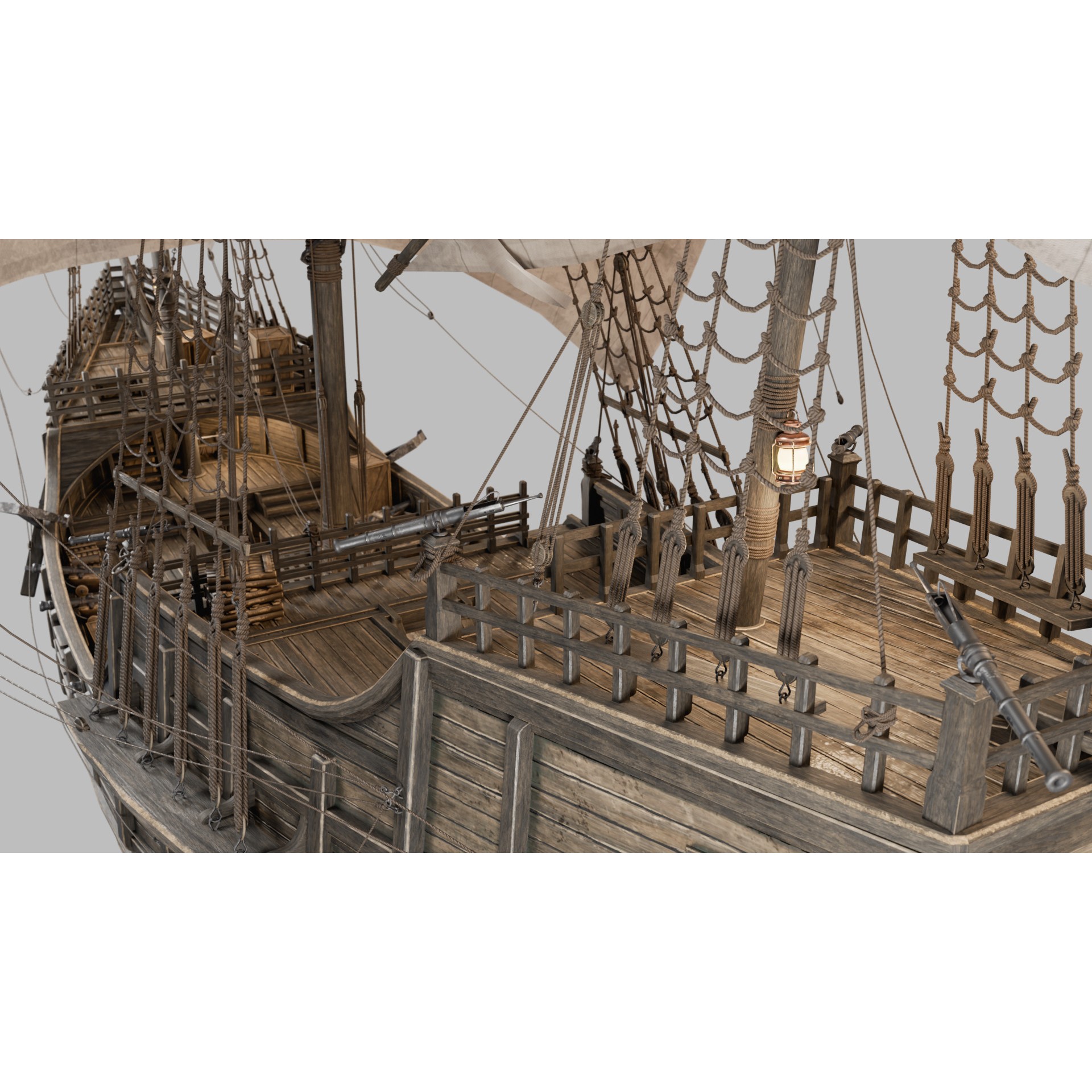 Santa Maria Ship - Game-Ready 3D Model - View 12
