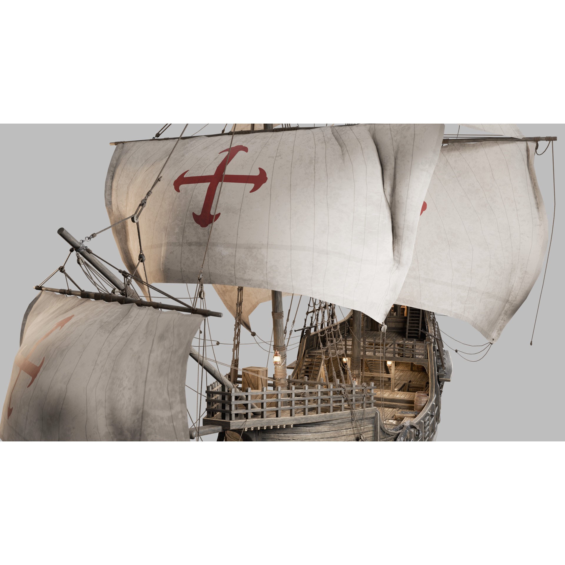 Santa Maria Ship - Game-Ready 3D Model - View 13