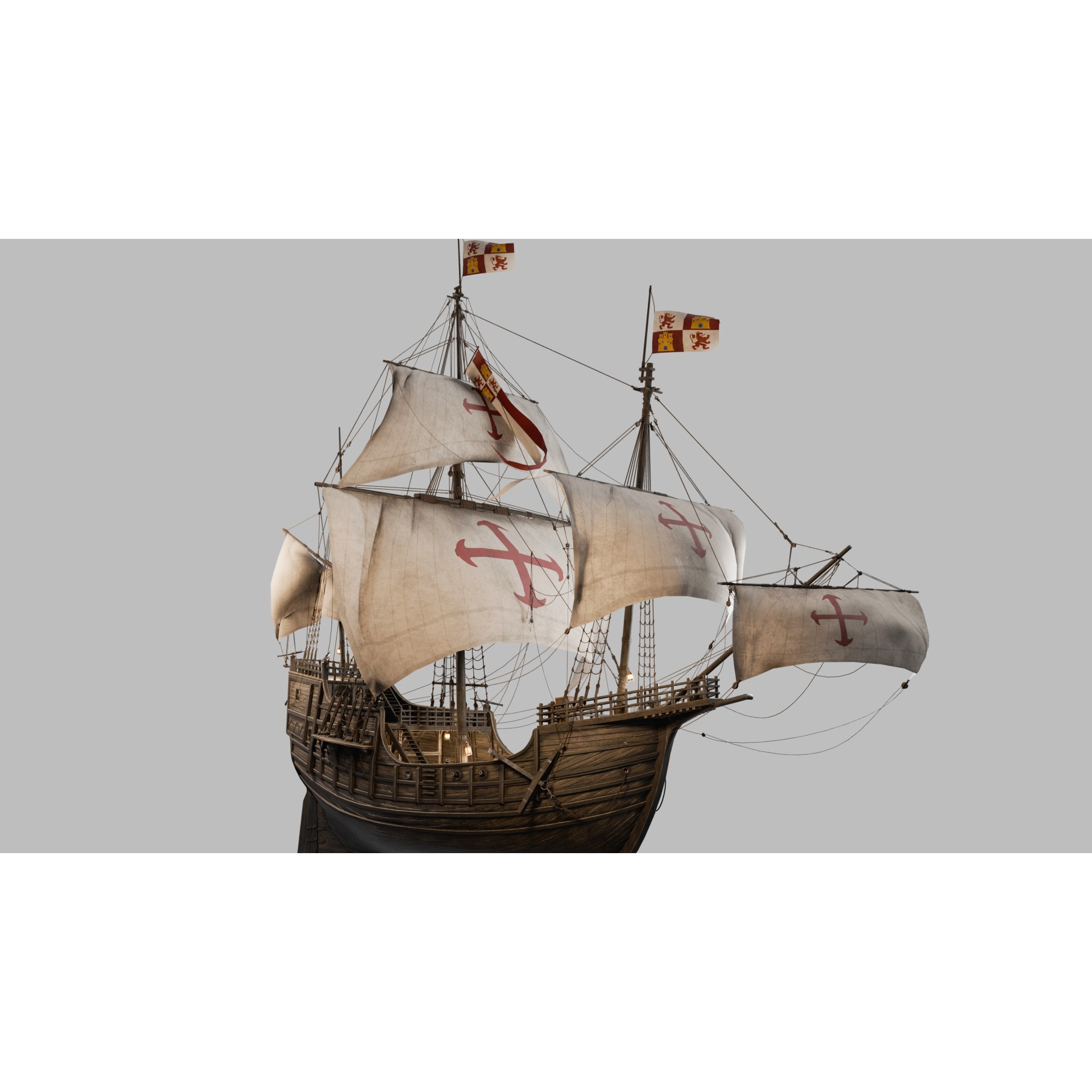 Santa Maria Ship - Game-Ready 3D Model - View 15