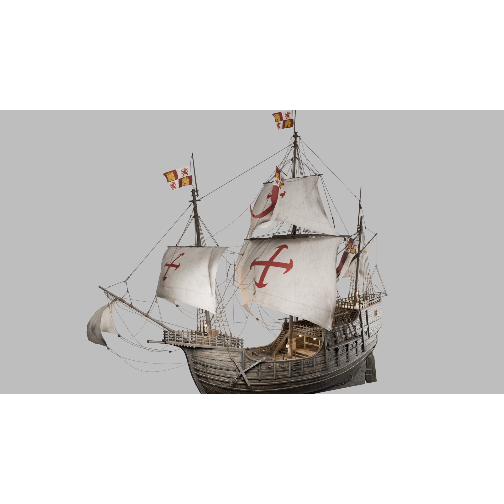 Santa Maria Ship - Game-Ready 3D Model - View 16