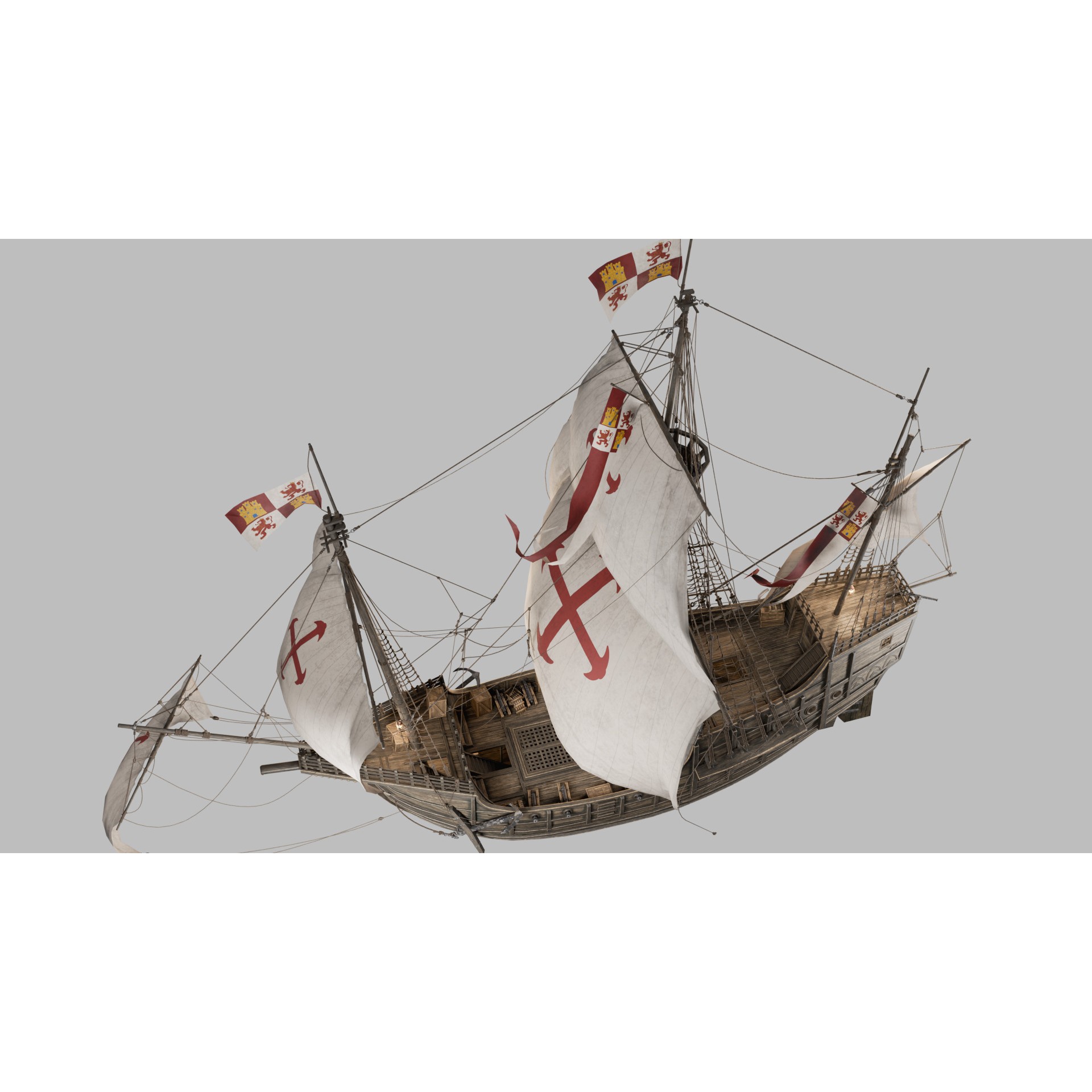 Santa Maria Ship - Game-Ready 3D Model - View 17