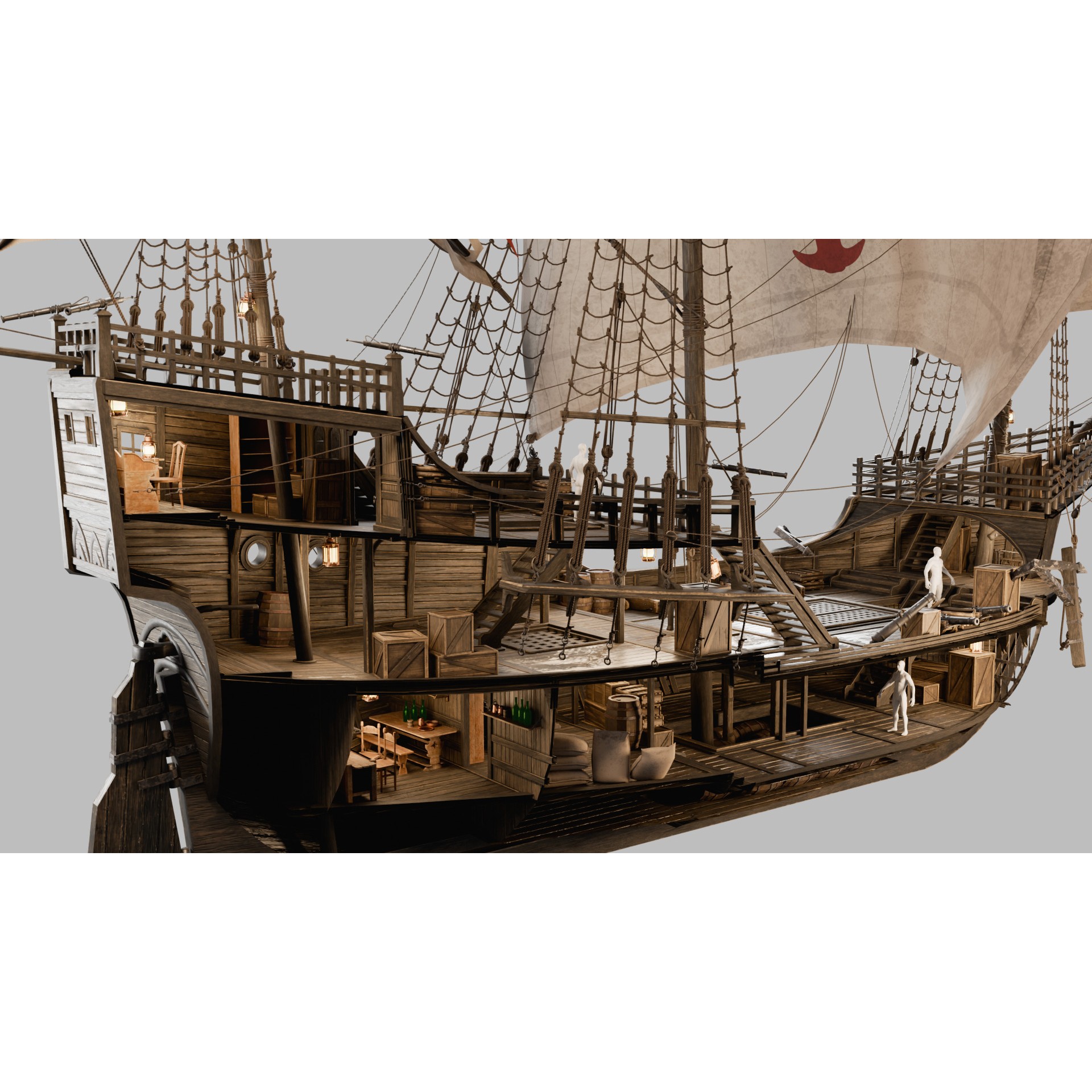 Santa Maria Ship - Game-Ready 3D Model - View 4