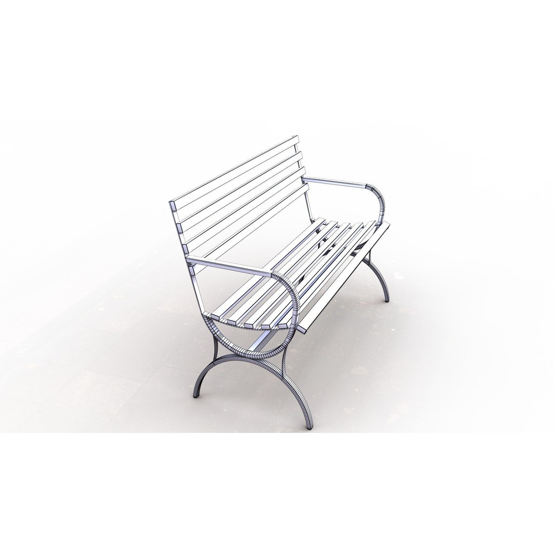 Park Bench 3D Model – Low Poly Outdoor Furniture with PBR Textures - View 18