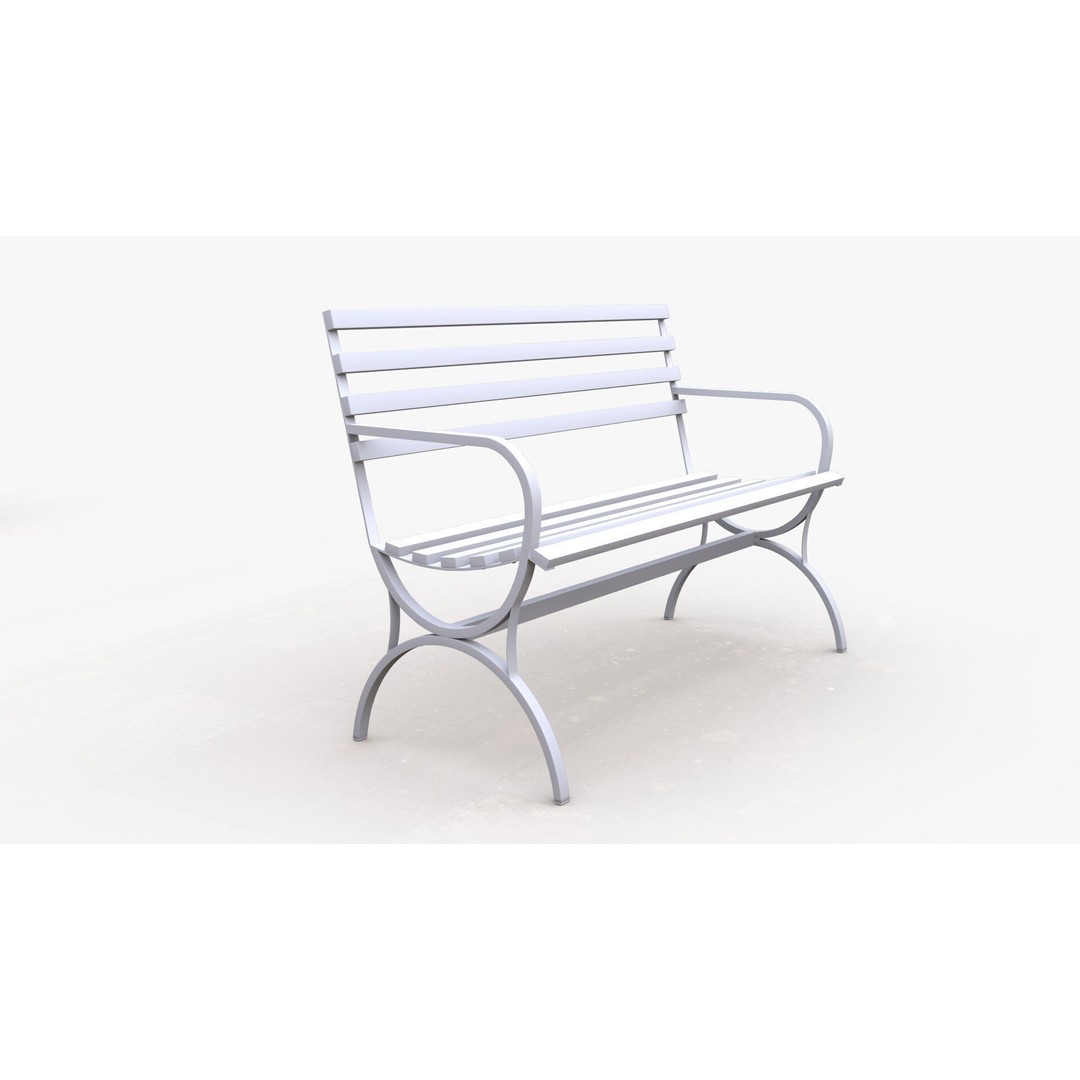 Park Bench 3D Model – Low Poly Outdoor Furniture with PBR Textures - View 19