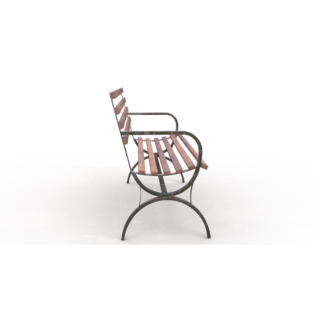 Park Bench 3D Model – Low Poly Outdoor Furniture with PBR Textures - View 5