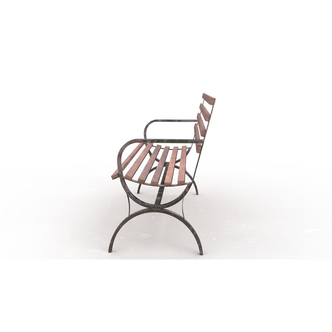 Park Bench 3D Model – Low Poly Outdoor Furniture with PBR Textures - View 8
