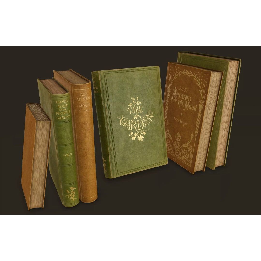 Old Books 3D Model – Low Poly Game Ready Asset, FBX, OBJ - View 2
