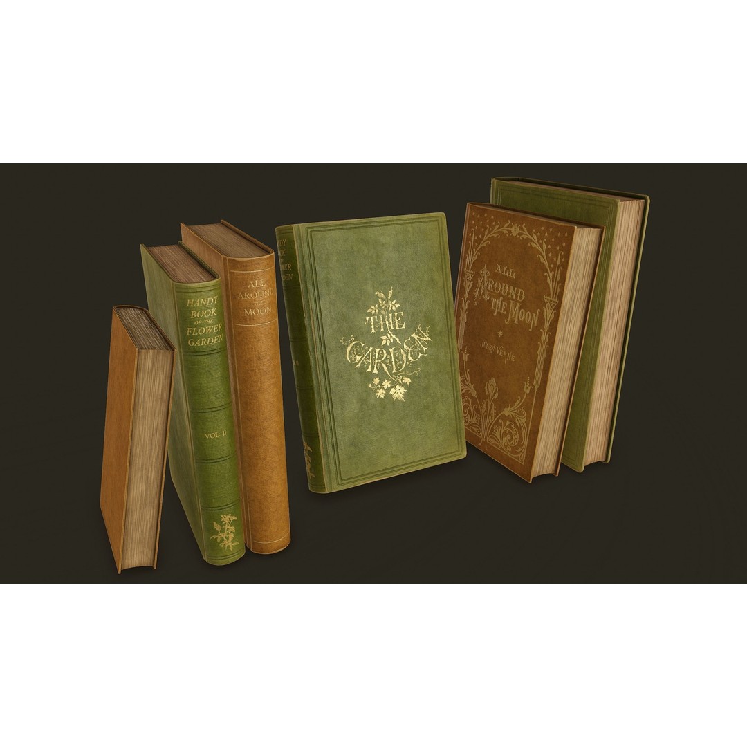 Old Books 3D Model – Low Poly Game Ready Asset, FBX, OBJ - View 3