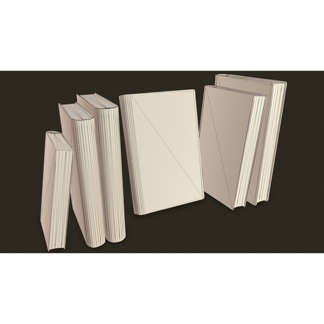 Old Books 3D Model – Low Poly Game Ready Asset, FBX, OBJ - View 7