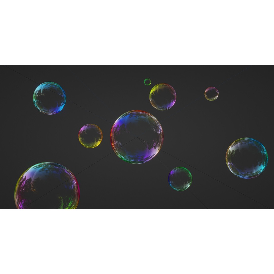 Bubbles 3D Model – Low Poly PBR Asset for Various Uses, Blender, FBX - View 3