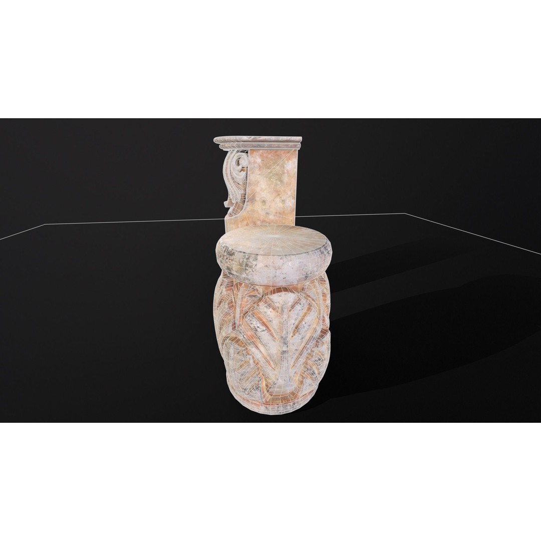 Marble Floral Garden Decoration 3D Model – Low Poly PBR Asset, FBX, OBJ - View 10