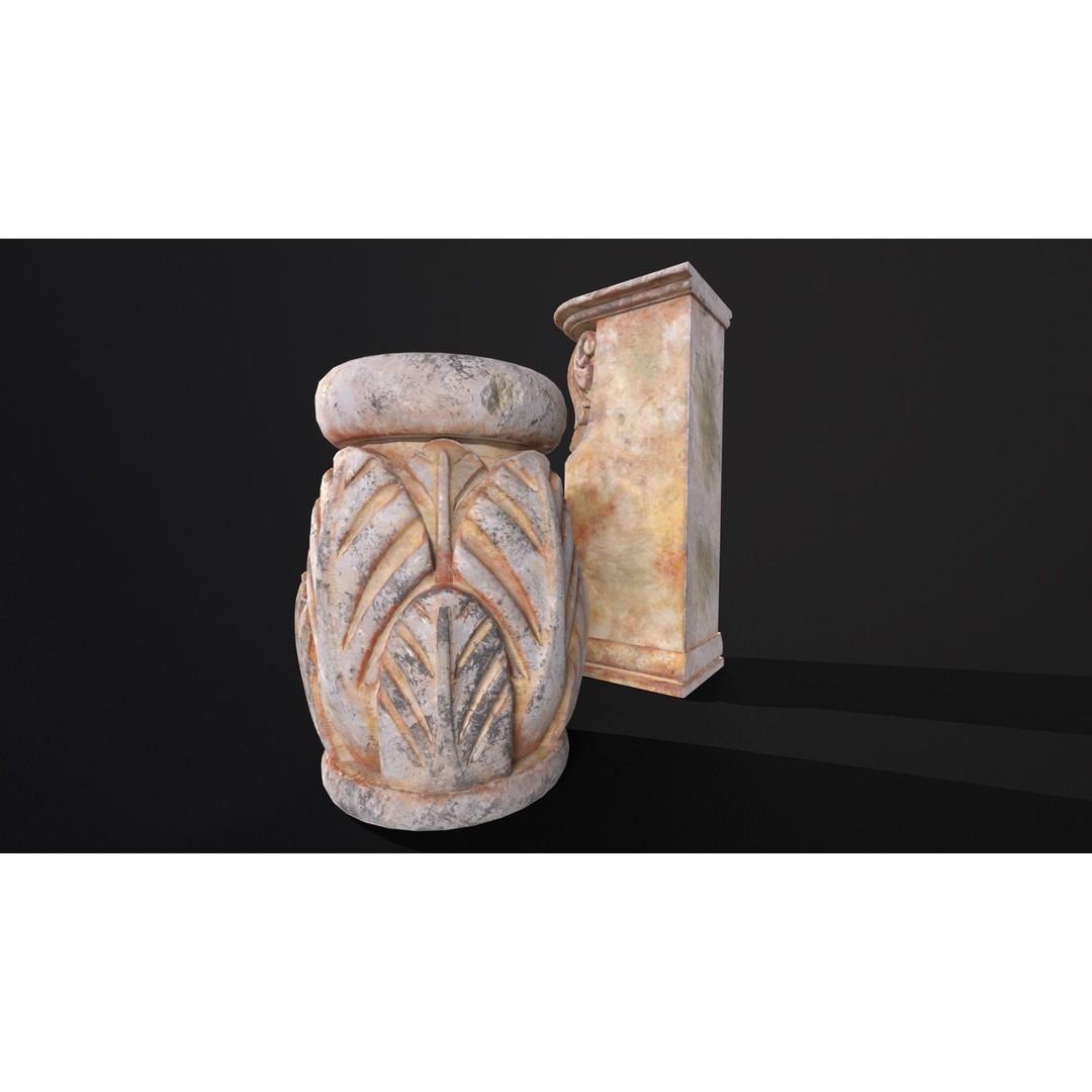 Marble Floral Garden Decoration 3D Model – Low Poly PBR Asset, FBX, OBJ - View 11