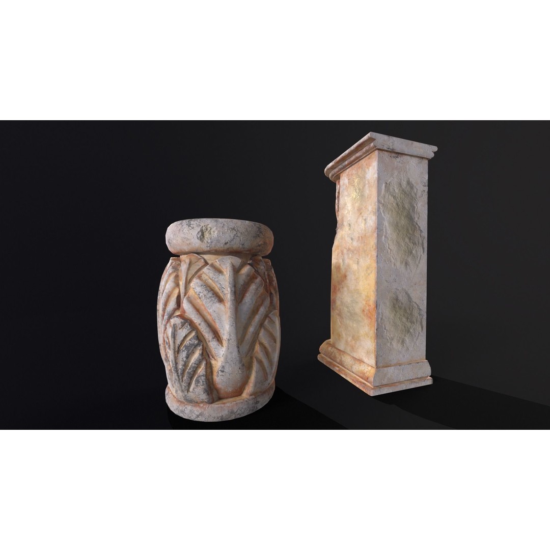 Marble Floral Garden Decoration 3D Model – Low Poly PBR Asset, FBX, OBJ - View 13