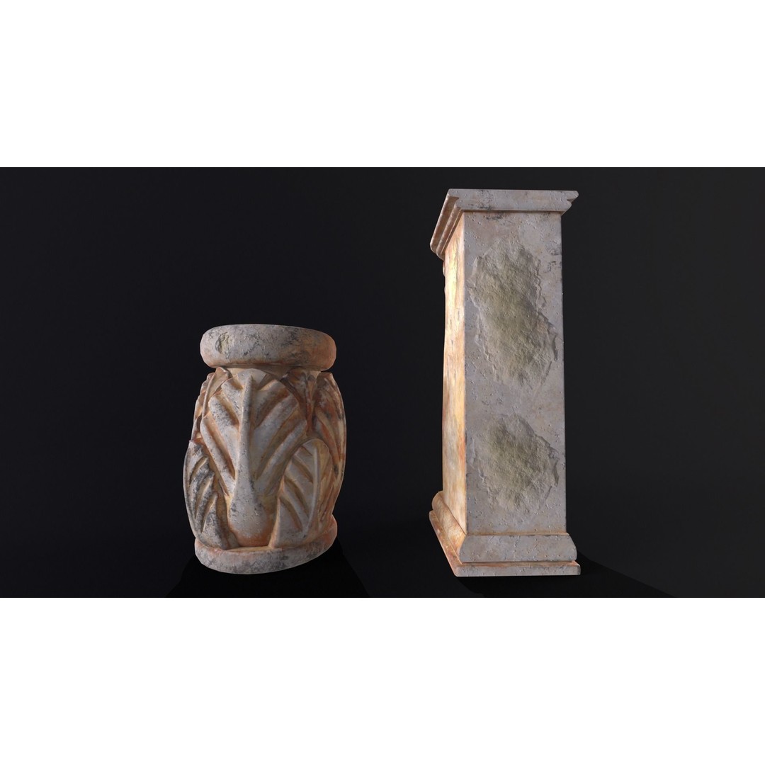 Marble Floral Garden Decoration 3D Model – Low Poly PBR Asset, FBX, OBJ - View 15
