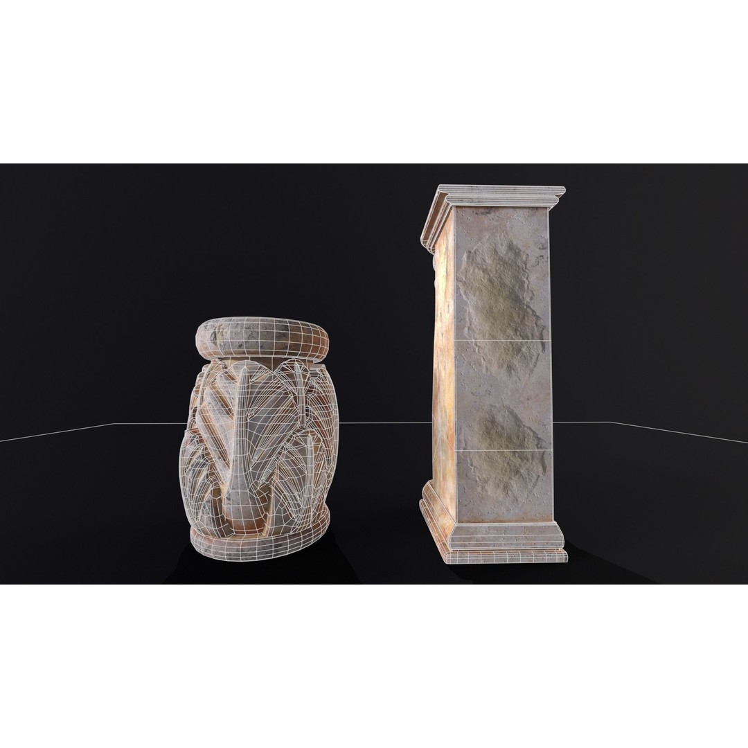 Marble Floral Garden Decoration 3D Model – Low Poly PBR Asset, FBX, OBJ - View 16