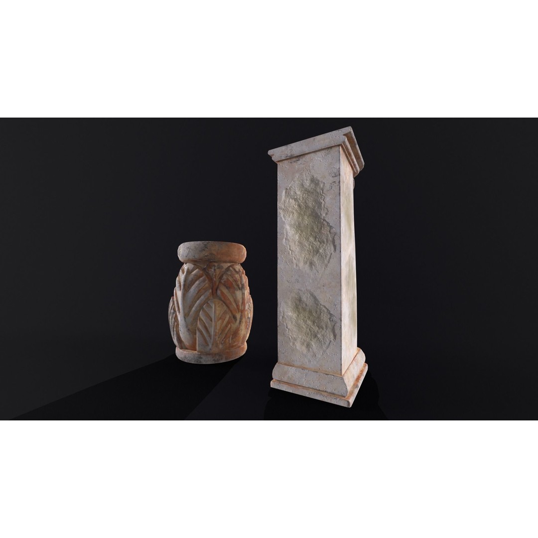 Marble Floral Garden Decoration 3D Model – Low Poly PBR Asset, FBX, OBJ - View 17