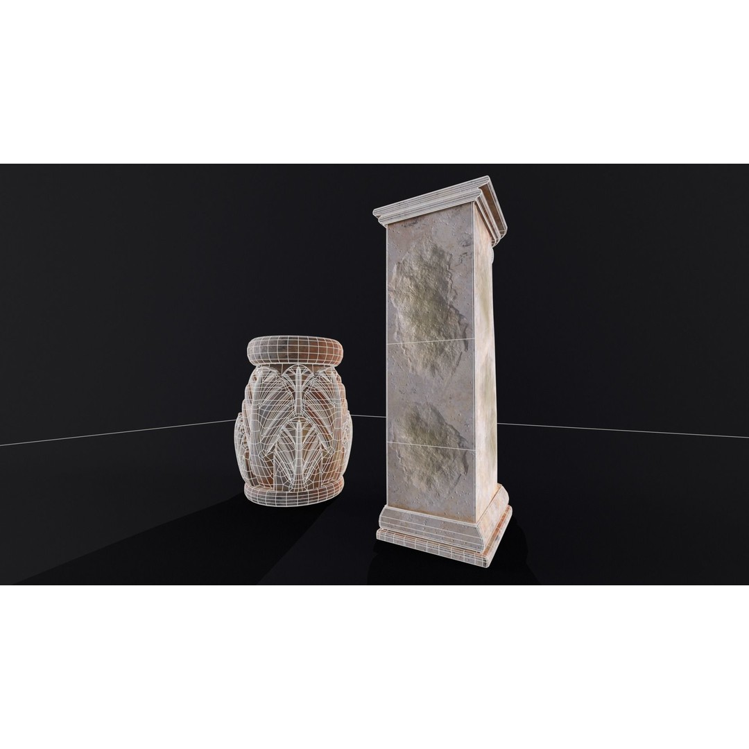 Marble Floral Garden Decoration 3D Model – Low Poly PBR Asset, FBX, OBJ - View 18
