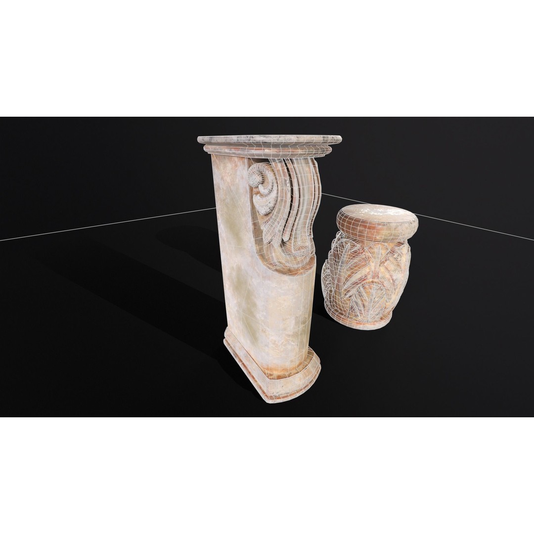 Marble Floral Garden Decoration 3D Model – Low Poly PBR Asset, FBX, OBJ - View 20