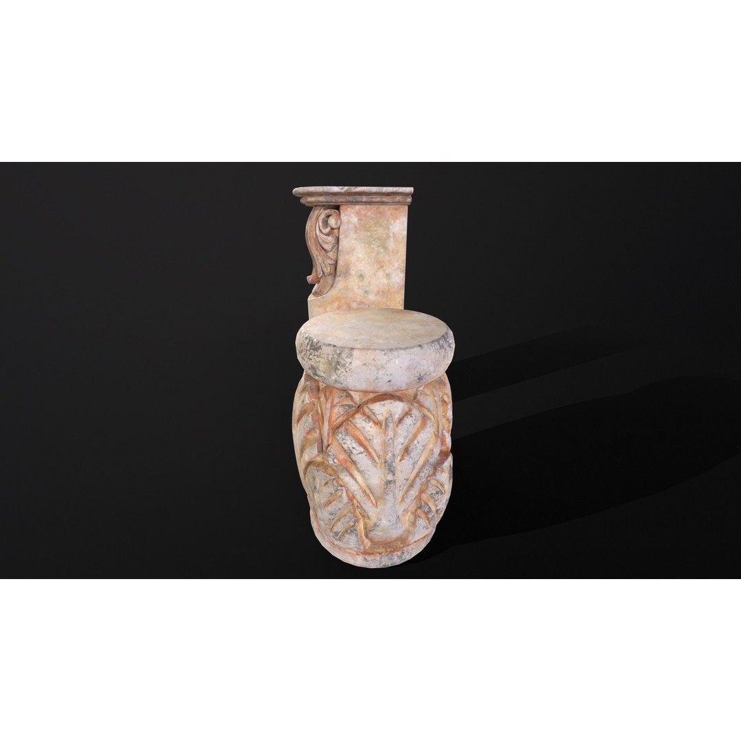 Marble Floral Garden Decoration 3D Model – Low Poly PBR Asset, FBX, OBJ - View 9