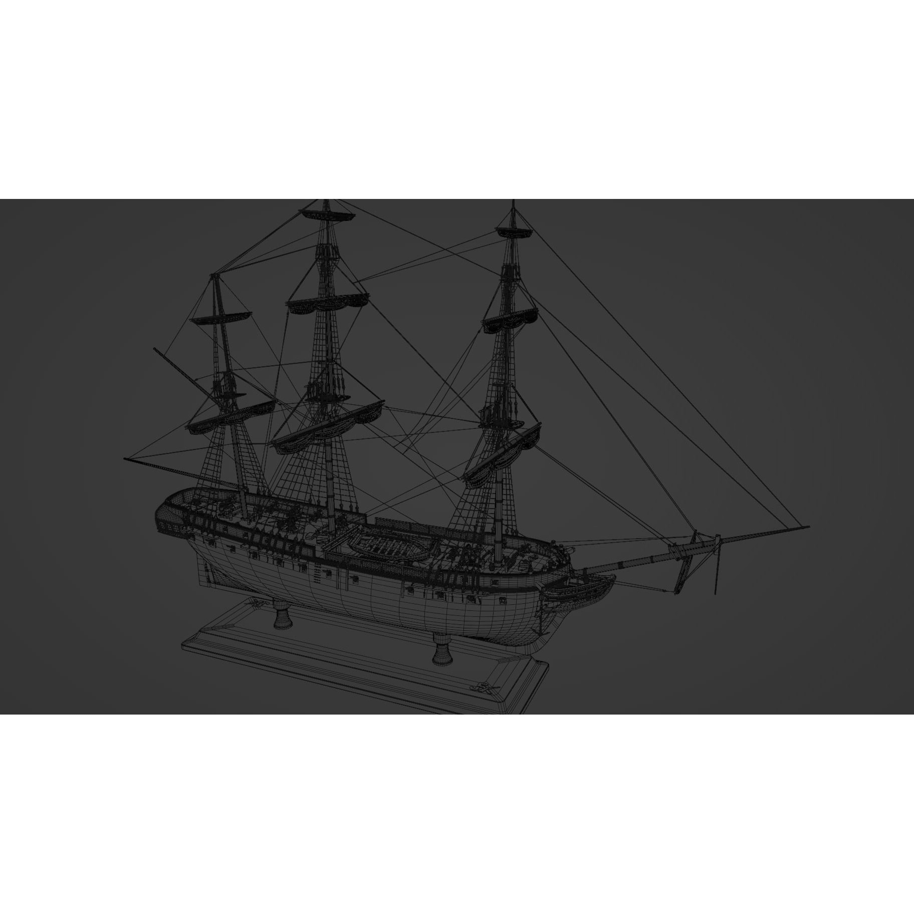 Endeavour Sailing Frigate - PBR Game-Ready 3D Model - View 15