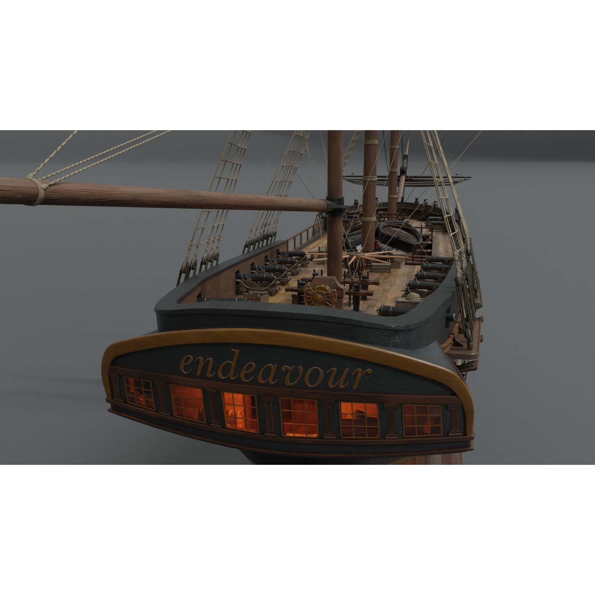Endeavour Sailing Frigate - PBR Game-Ready 3D Model - View 16