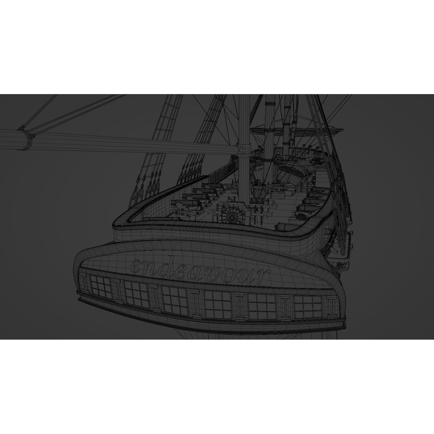 Endeavour Sailing Frigate - PBR Game-Ready 3D Model - View 17