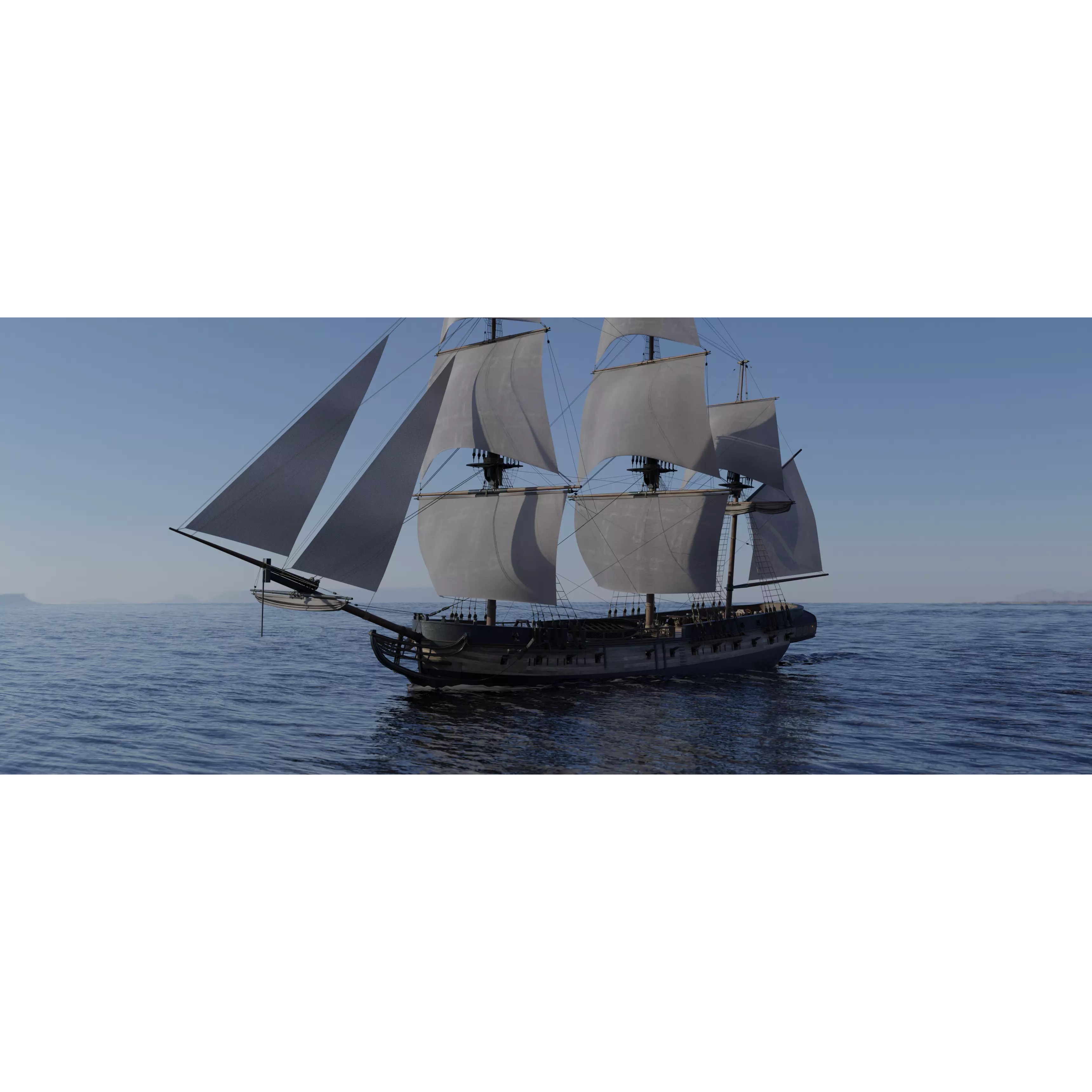 Endeavour Sailing Frigate - PBR Game-Ready 3D Model - View 2