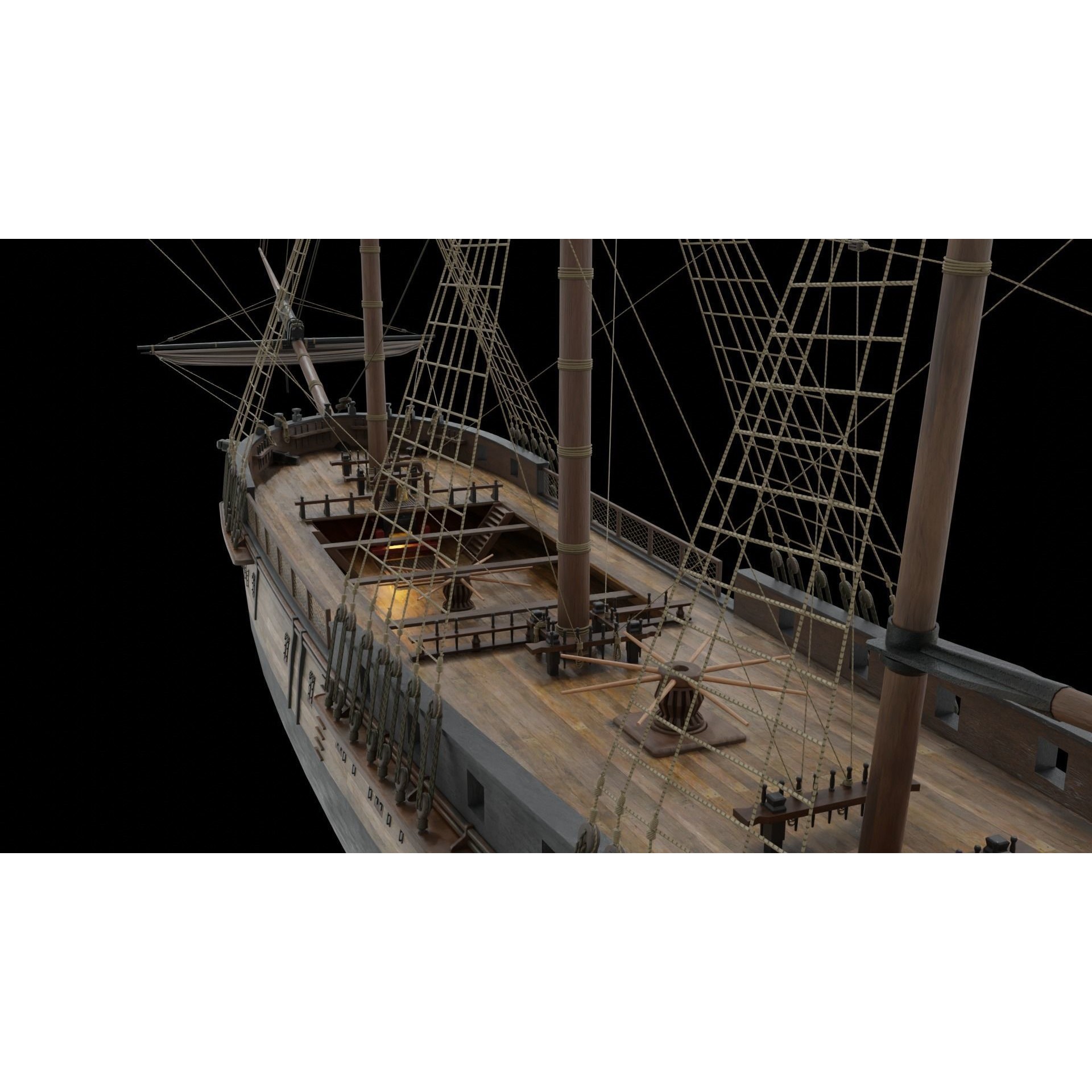 Endeavour Sailing Frigate - PBR Game-Ready 3D Model - View 27